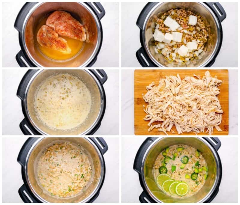 step by step photos for how to make instant pot white chicken chili.