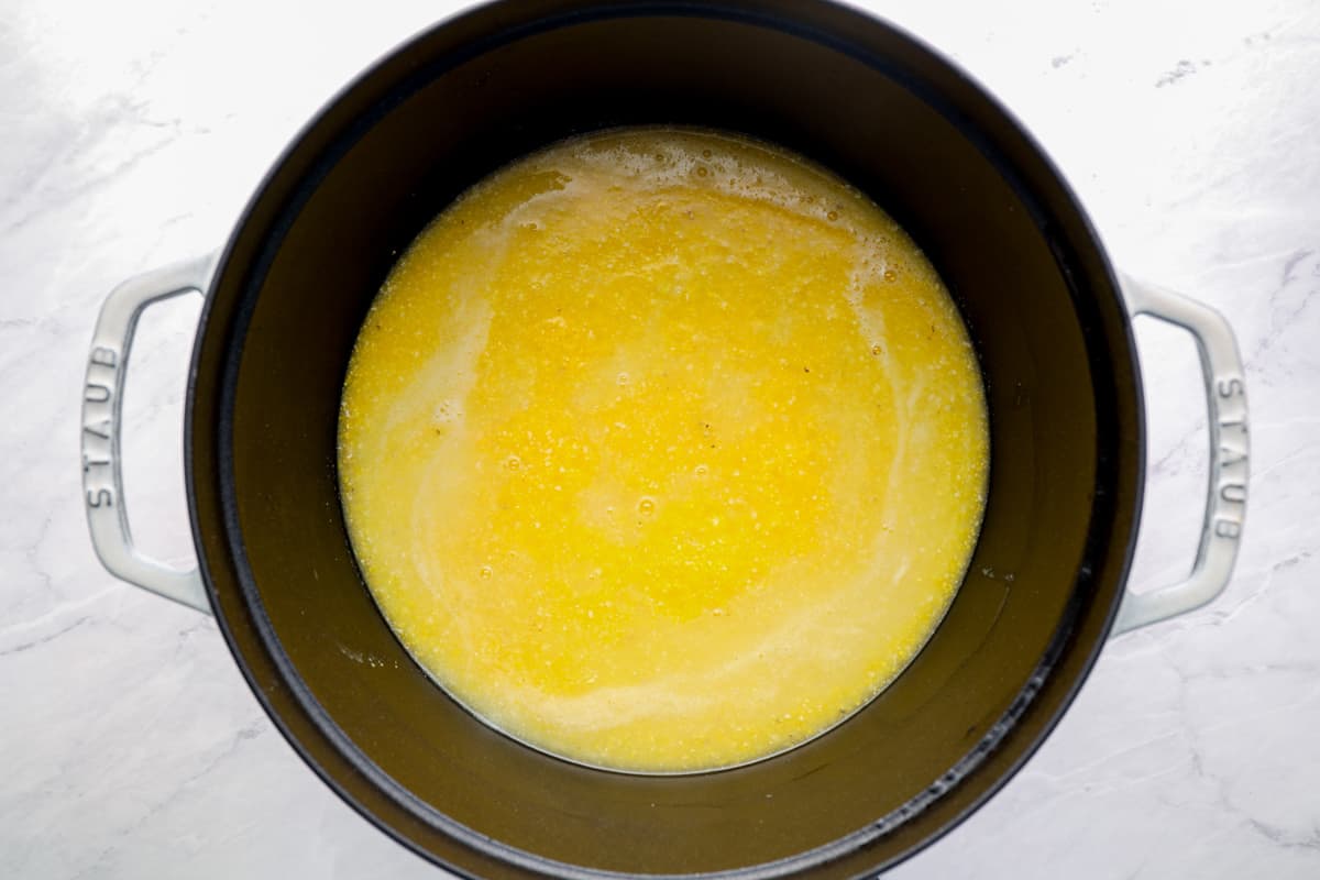 Grits cooking in a pot.