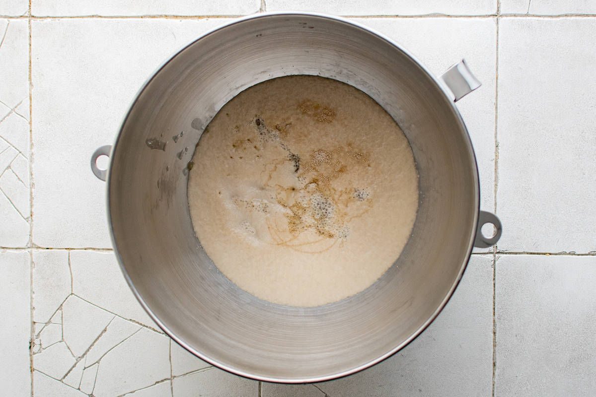 ingredients in a mixer bowl