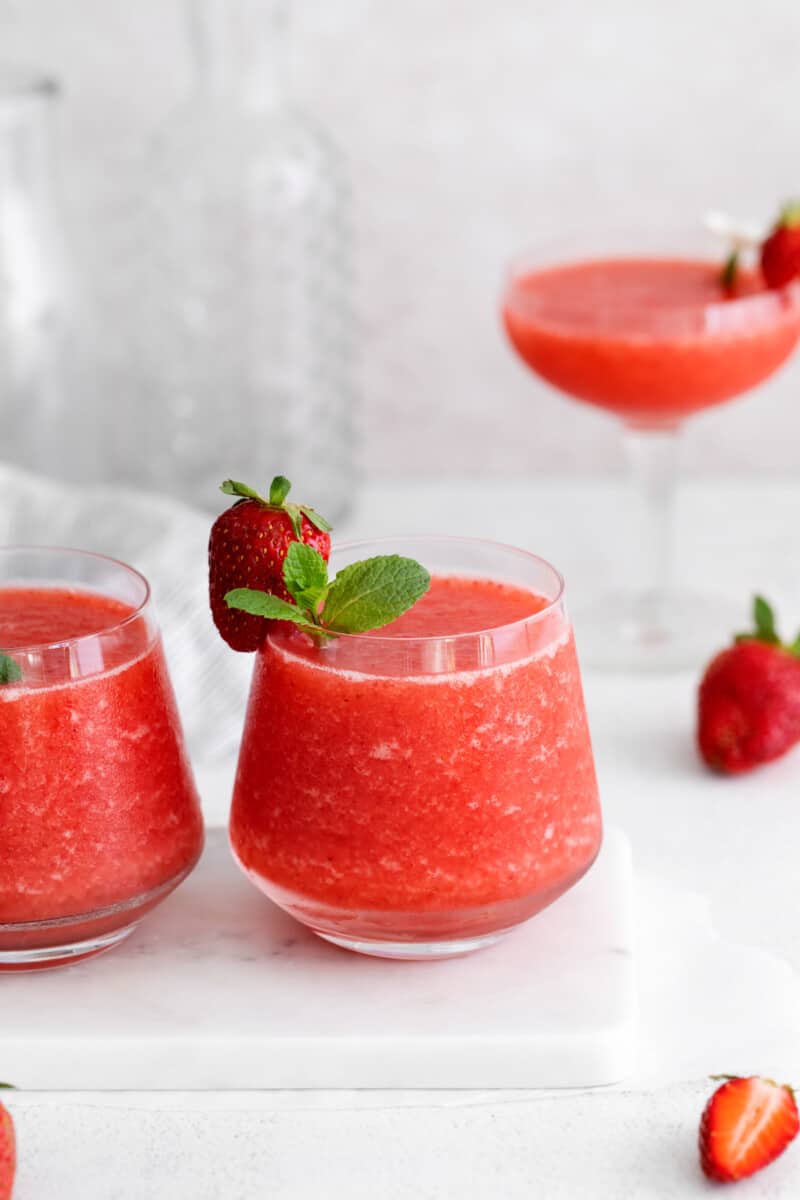 glasses of strawberry frose