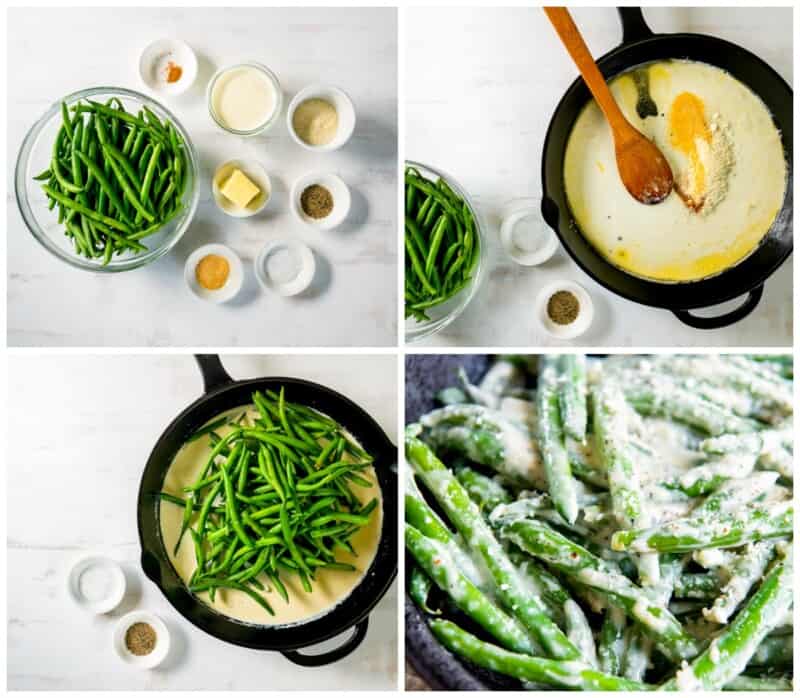 step by step photos for how to make creamed green beans.