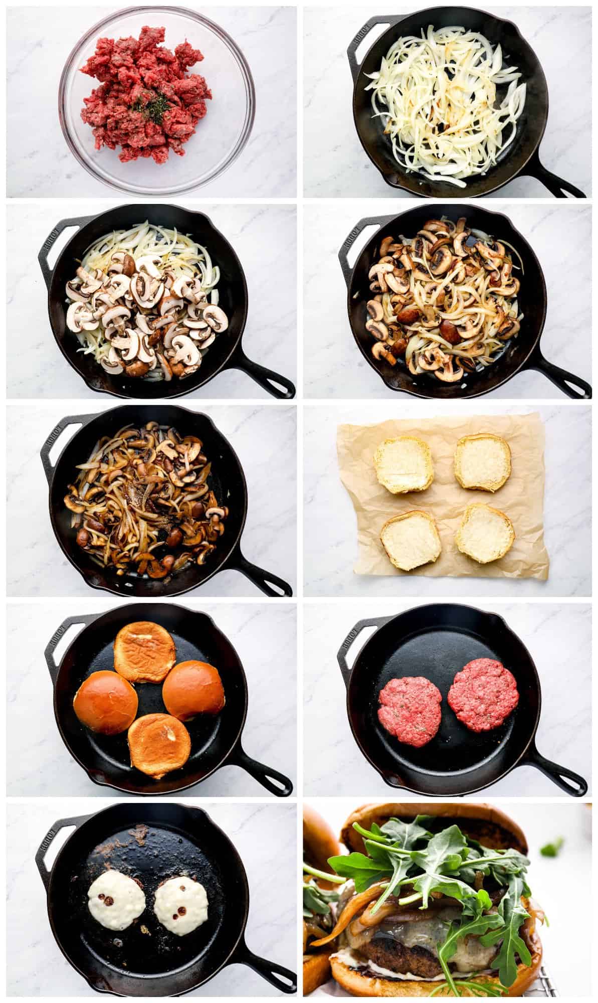 how to make mushroom burgers in a skillet step by step photo instructions