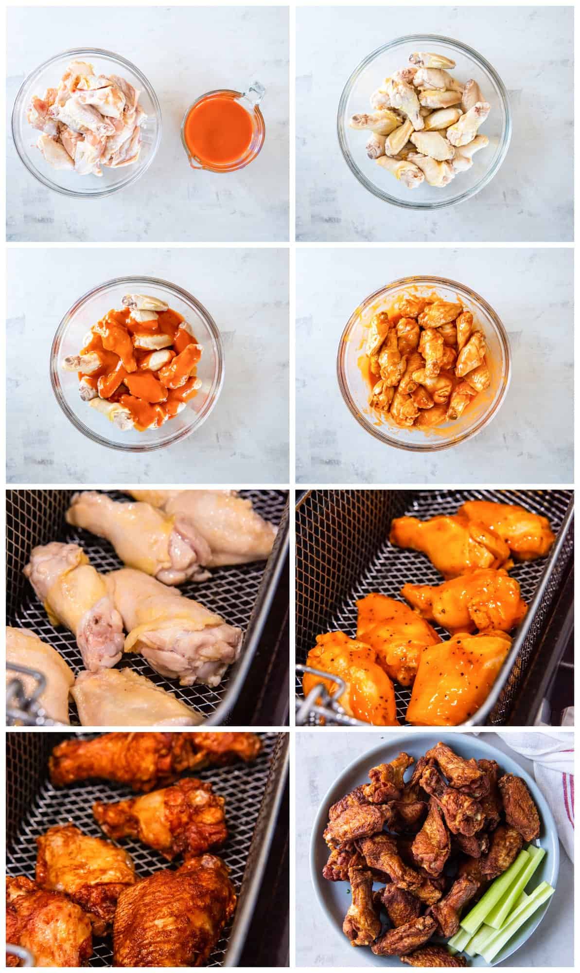 step by step photos for how to make trashed wings.