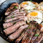 featured steak and eggs.