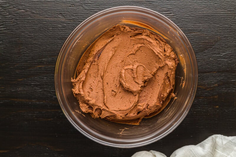 bowl of chocolate frosting