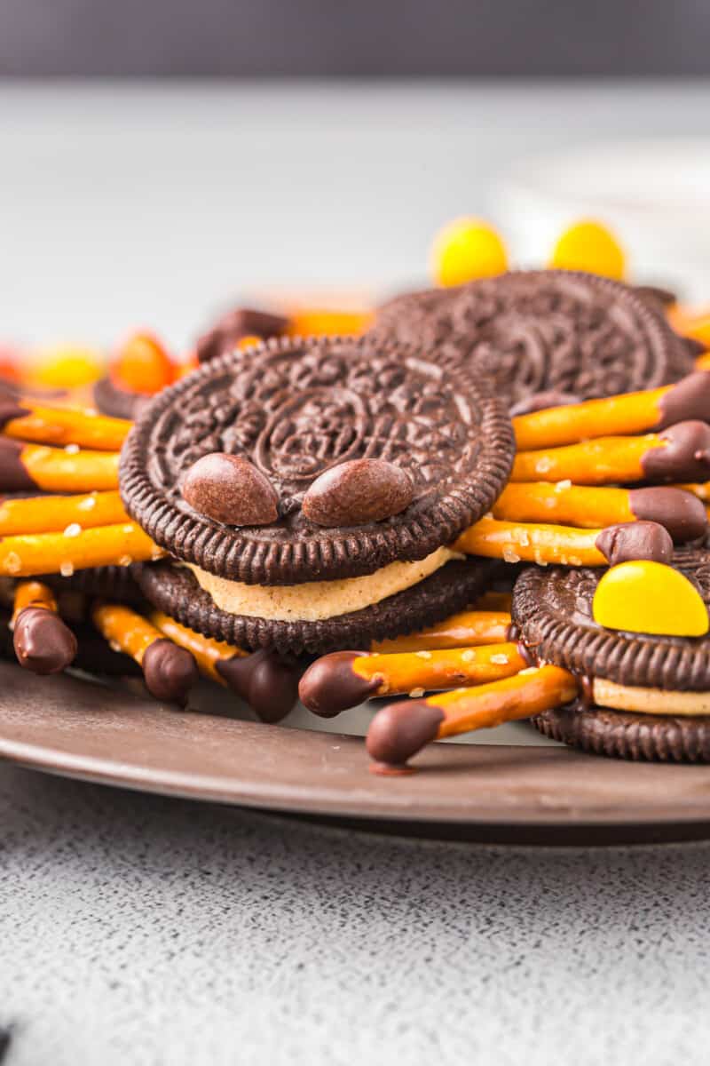 close up on oreo spider treats