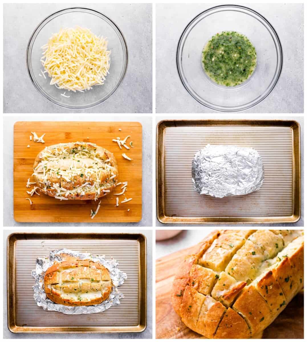 step by step photos for how to make pull apart cheese bread.