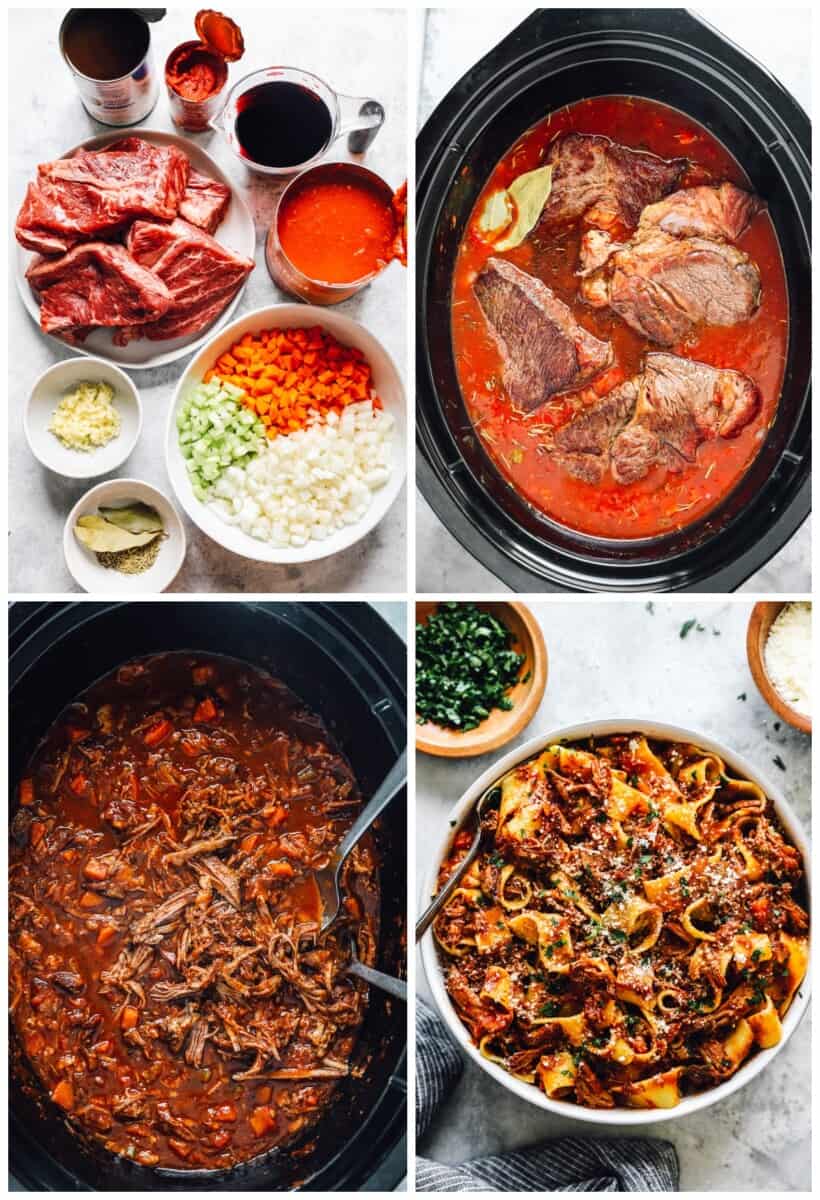 step by step photos for how to make slow cooker beef ragu.