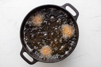 frying oil in a skillet