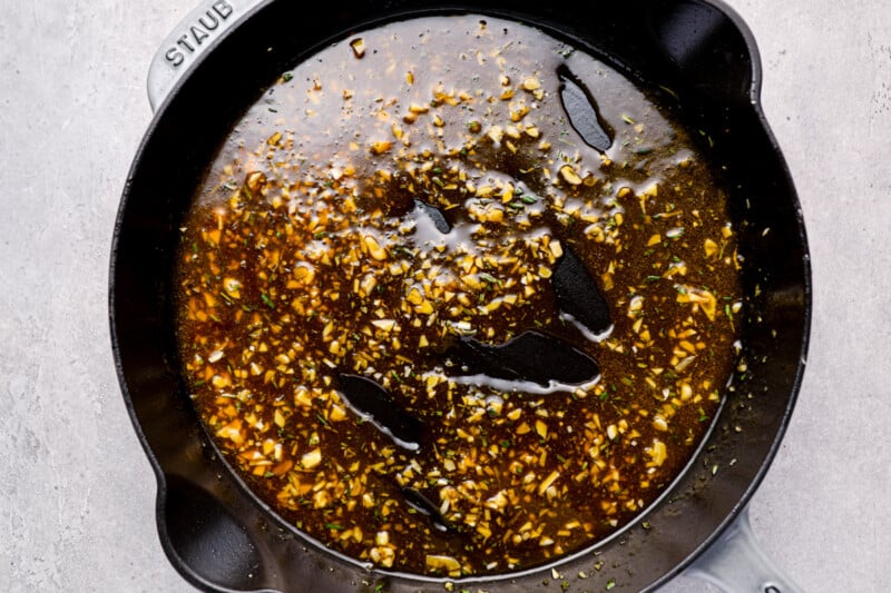 orange glaze in a cast iron skillet