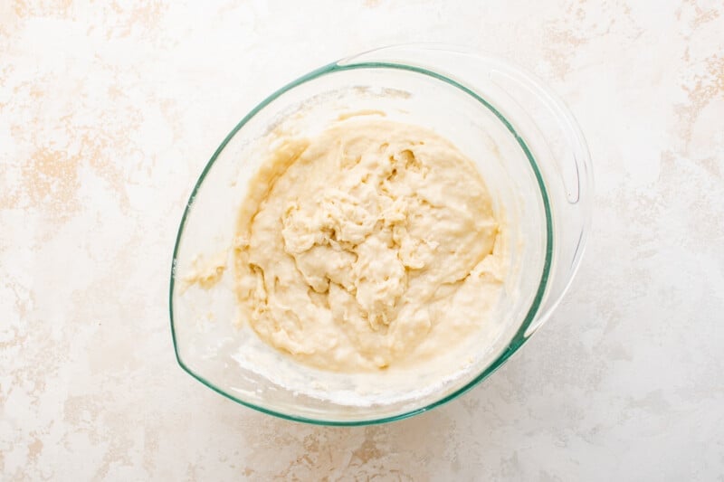 pancake batter in a mixing bowl