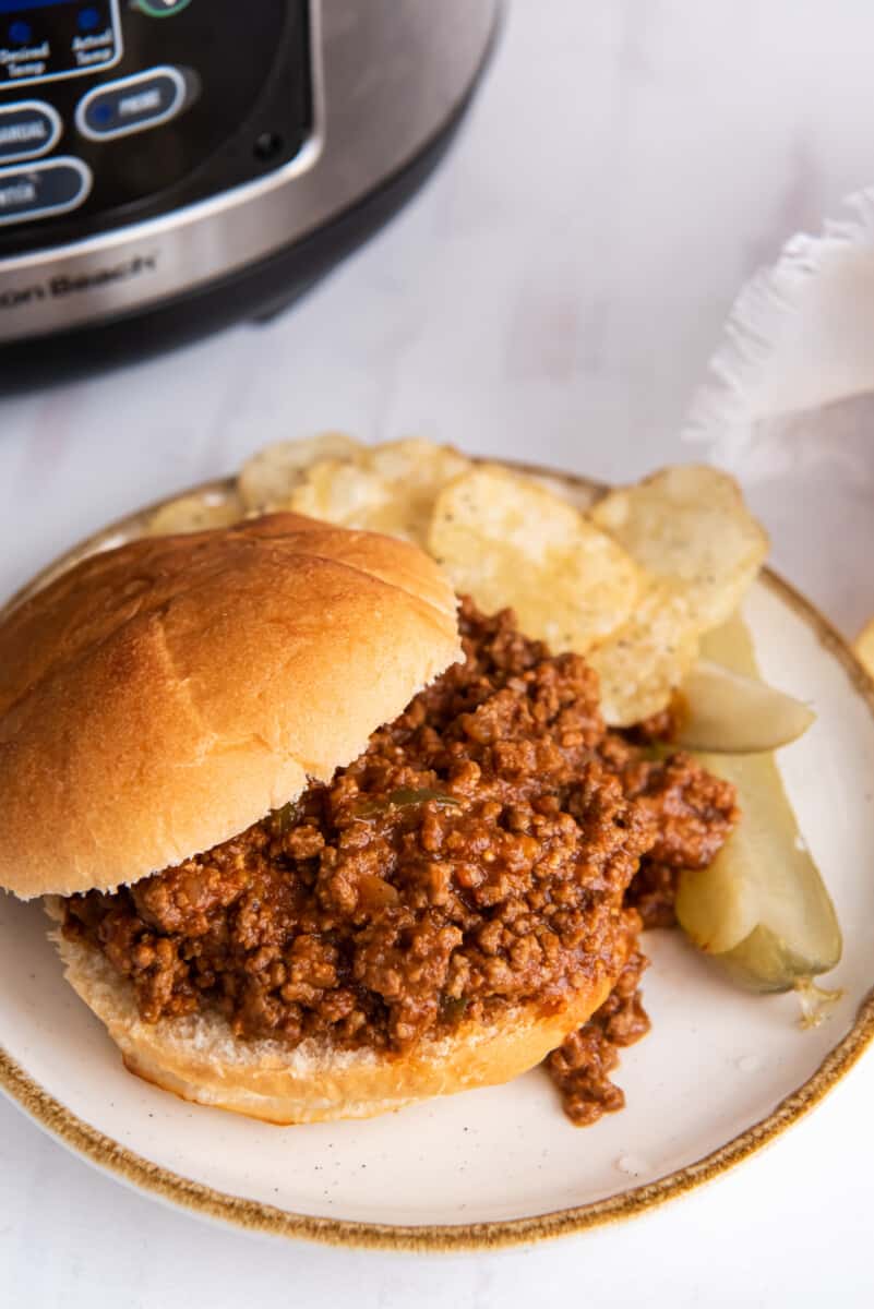 a plate of crockpot sloppy joes