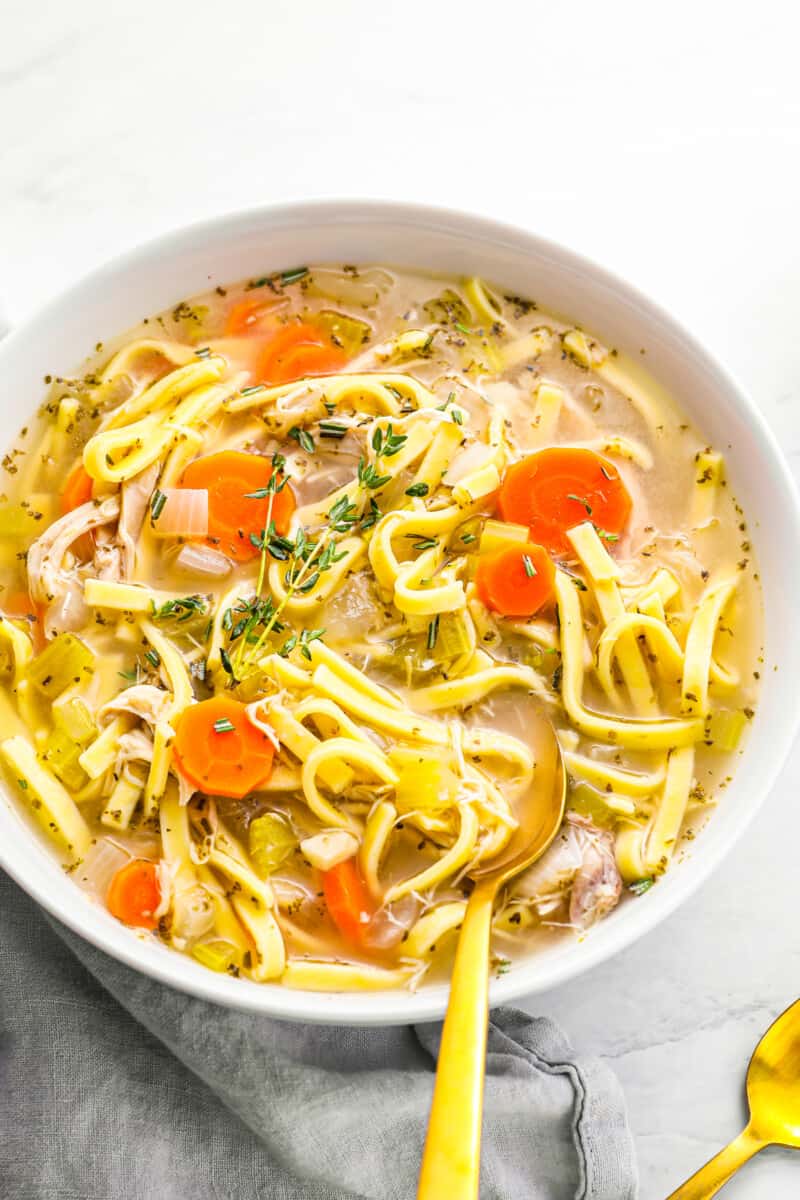 a bowl of crockpot turkey soup