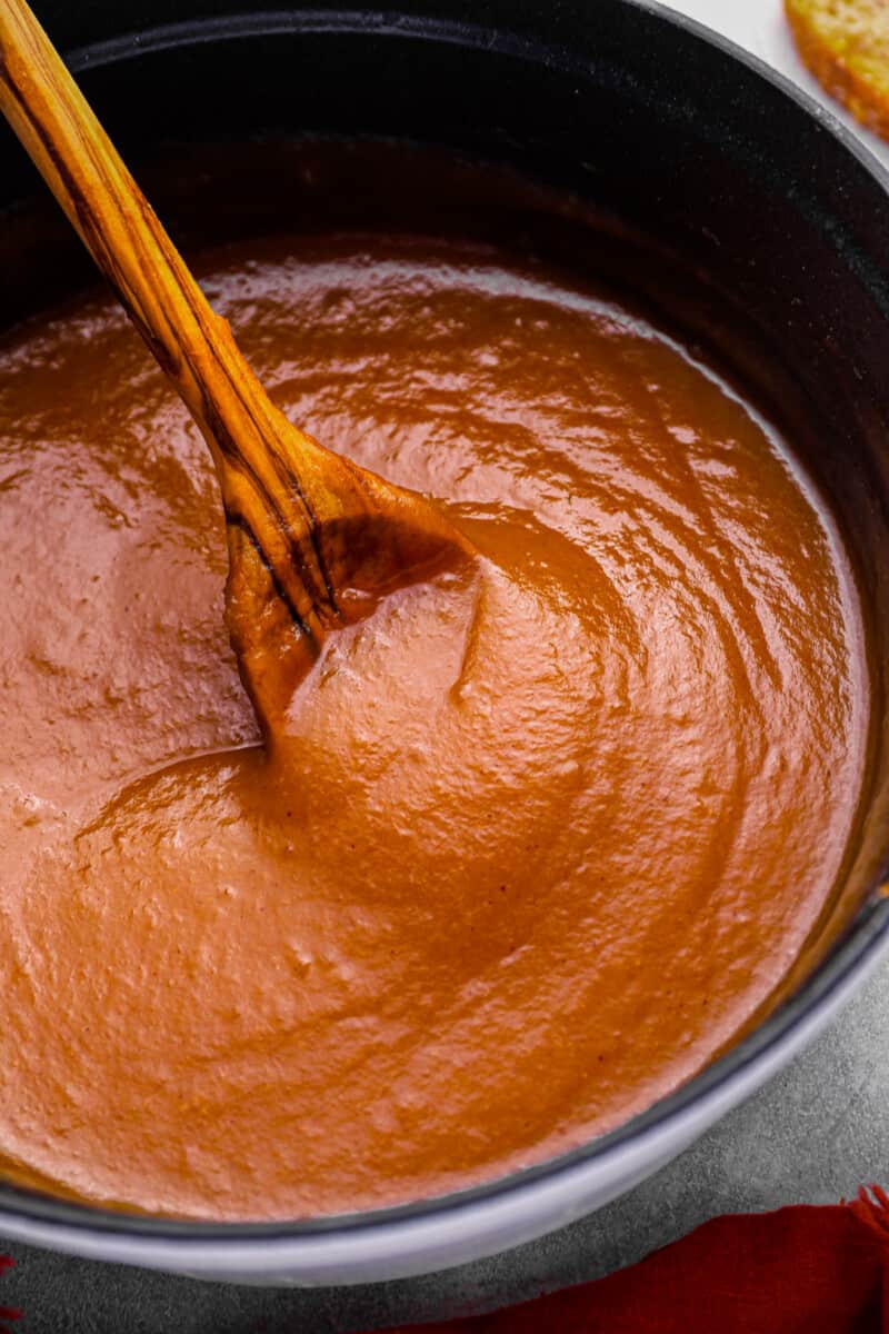 homemade apple butter cooking in a pot