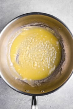 garlic roux in a saucepan.