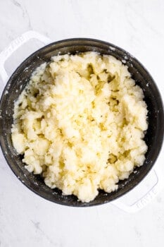 mashed potato in a stock pot.