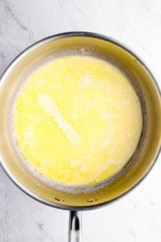 butter, milk, and cream in a saucepan.