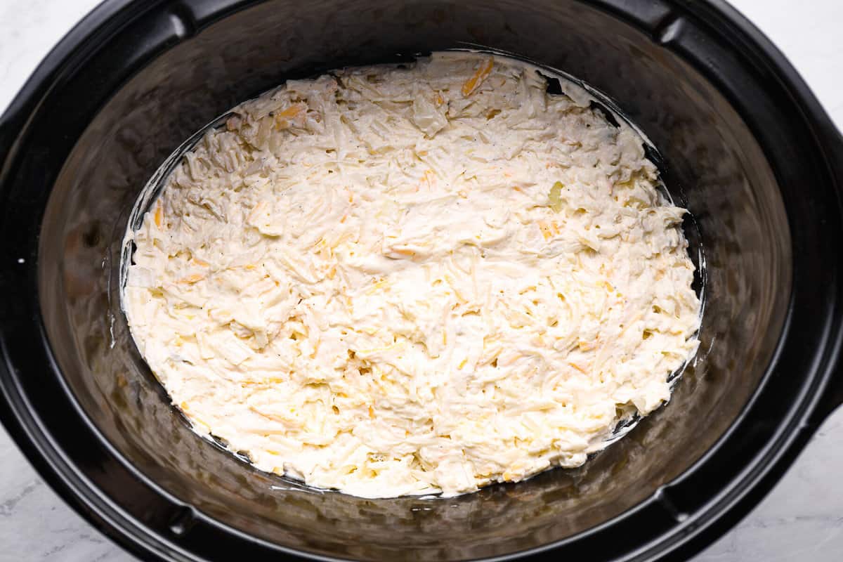 frozen hashbrowns in a crockpot.