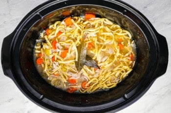 turkey noodle soup in a crockpot