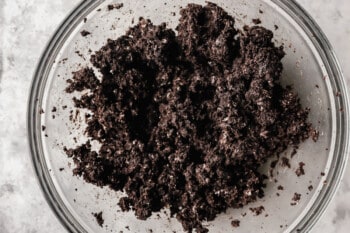 oreo ball mix in a glass bowl.