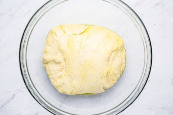 focaccia dough in a mixing bowl
