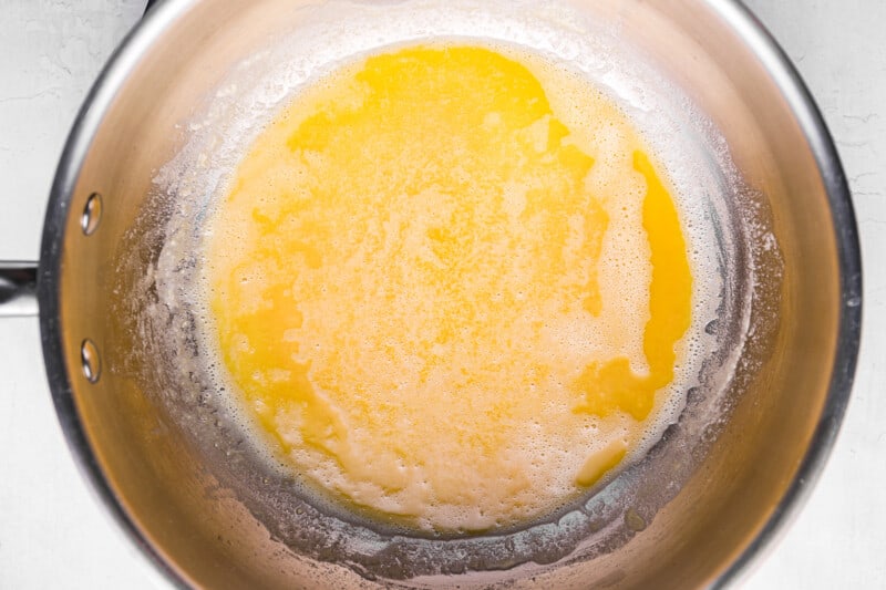 melted butter in a saucepan.