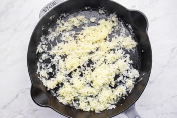 sautéing onions in a skillet