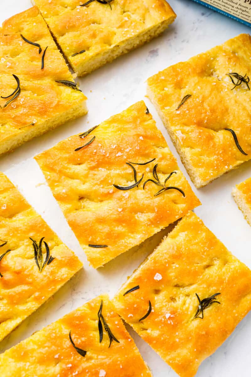 slices of focaccia bread with rosemary