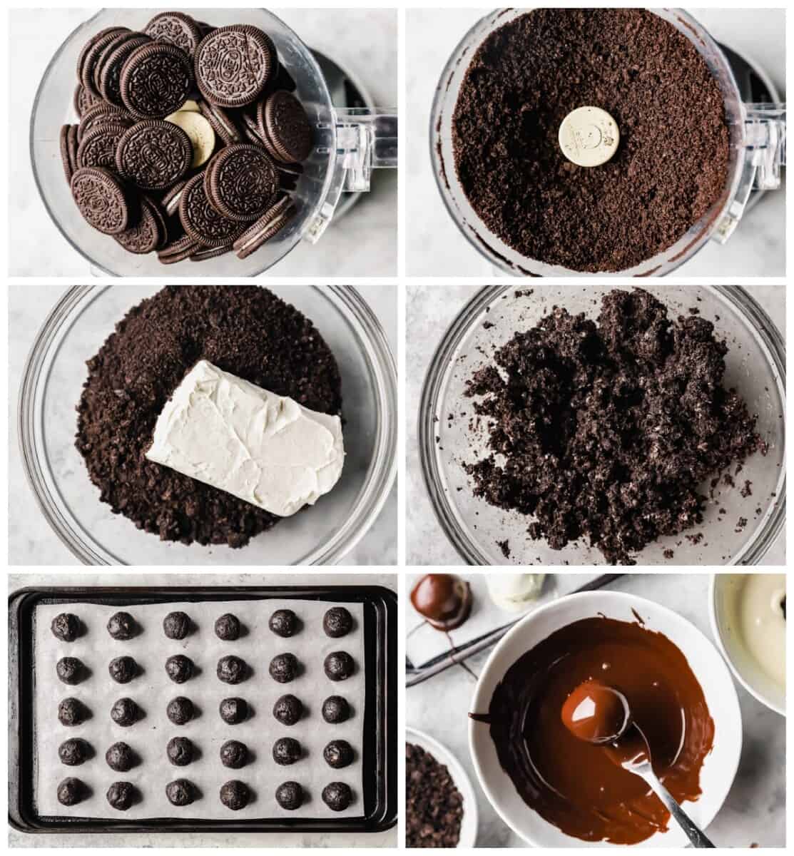 step by step photos for how to make oreo balls.