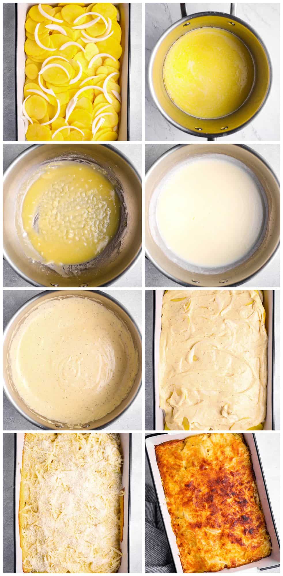 step by step photos for how to make au gratin potatoes.