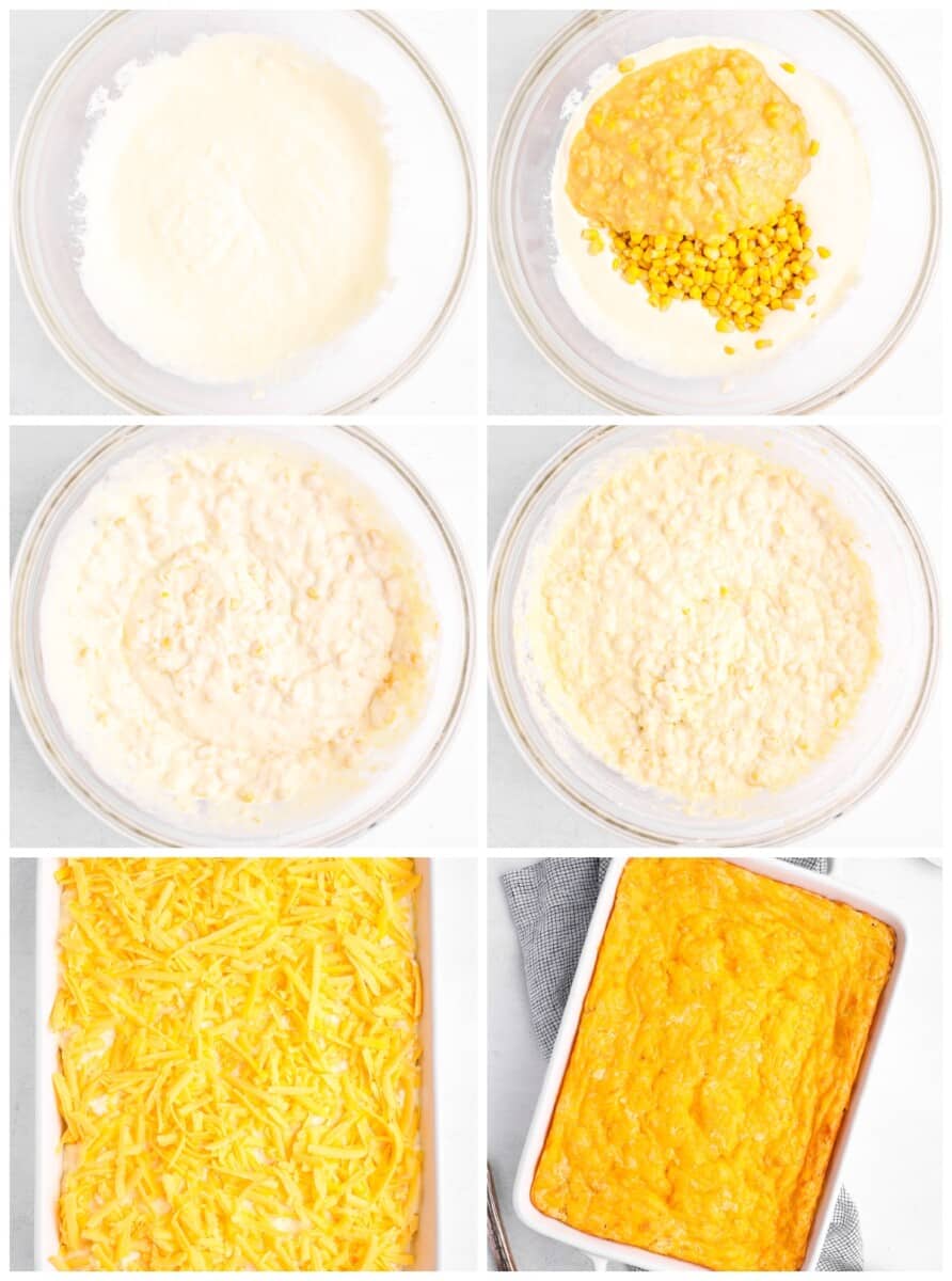 step by step photos for how to make corn casserole.