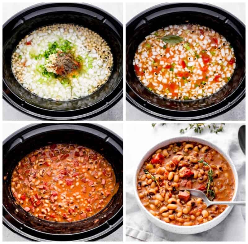 step by step photos for how to make crockpot black eyed peas.