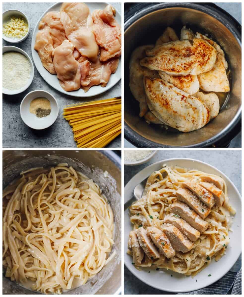 how to make chicken Alfredo in an instant pot step by step photo instructions