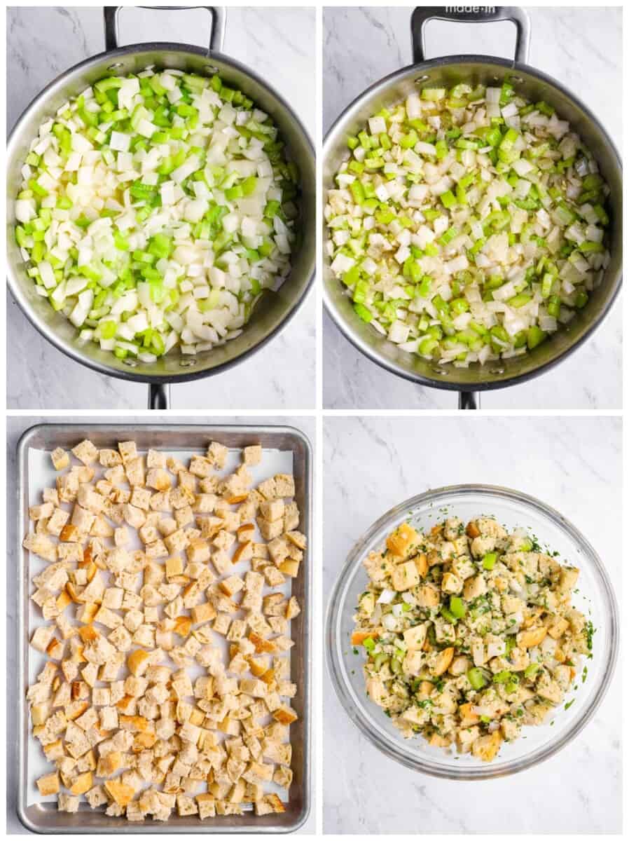 step by step photos for how to make vegetarian stuffing.