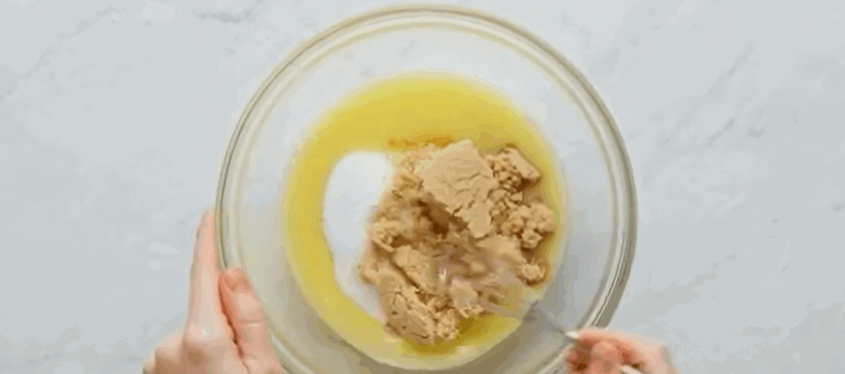 Creaming the butter and sugars. 
