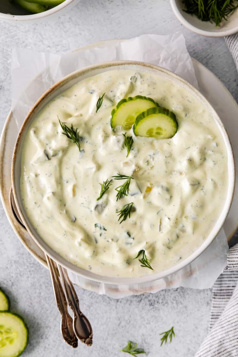 bowl of ranch dill pickle dip