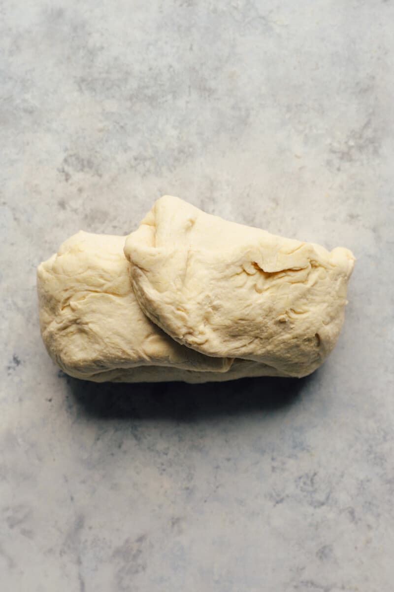 Rolled up chicago deep dish pizza dough.