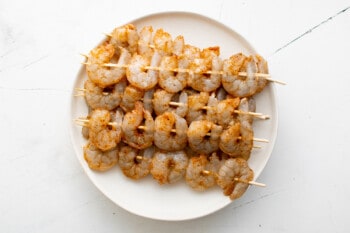 skewers of shrimp on a plate