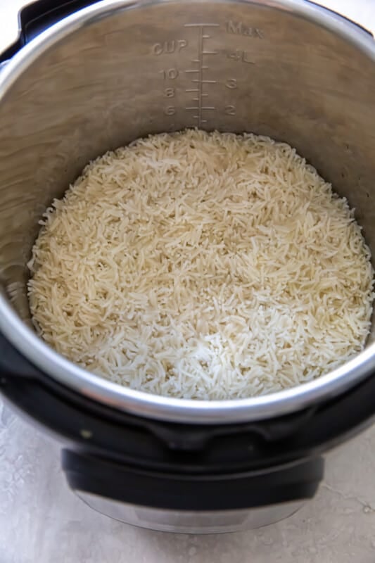 cooked basmati rice in an instant pot.