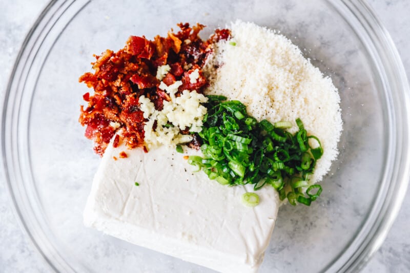 cream cheese and filling ingredients in a bowl