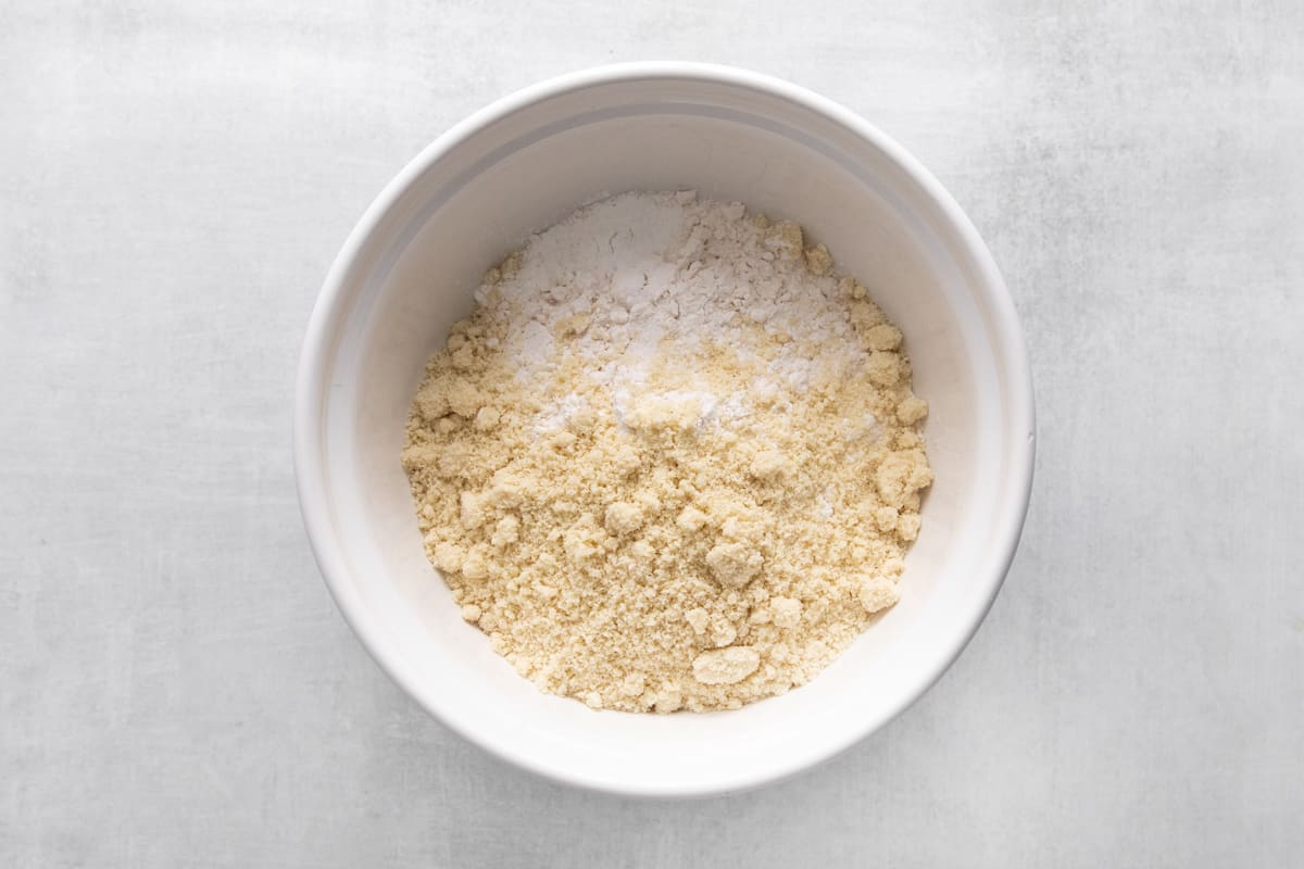 Dry ingredients to make Linzer cookies.