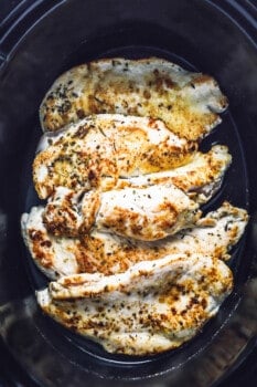 chicken cooking in a crockpot