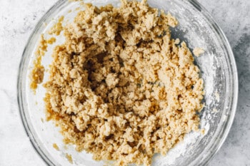 millionaire bar dough in a glass bowl.