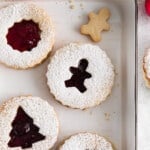 linzer cookies with christmas shapes