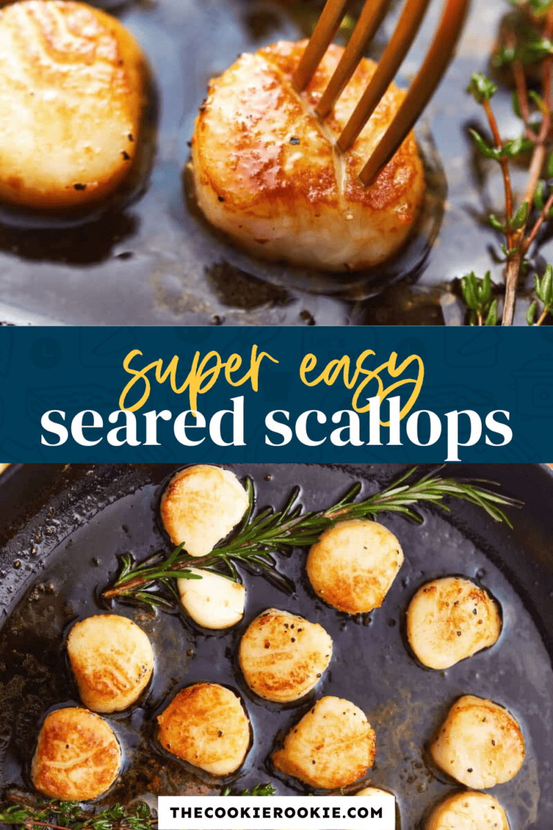 Super easy seared scallops in a pan.