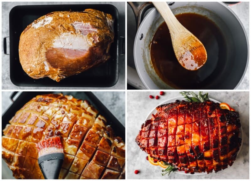 step by step photos for how to make brown sugar glazed ham,