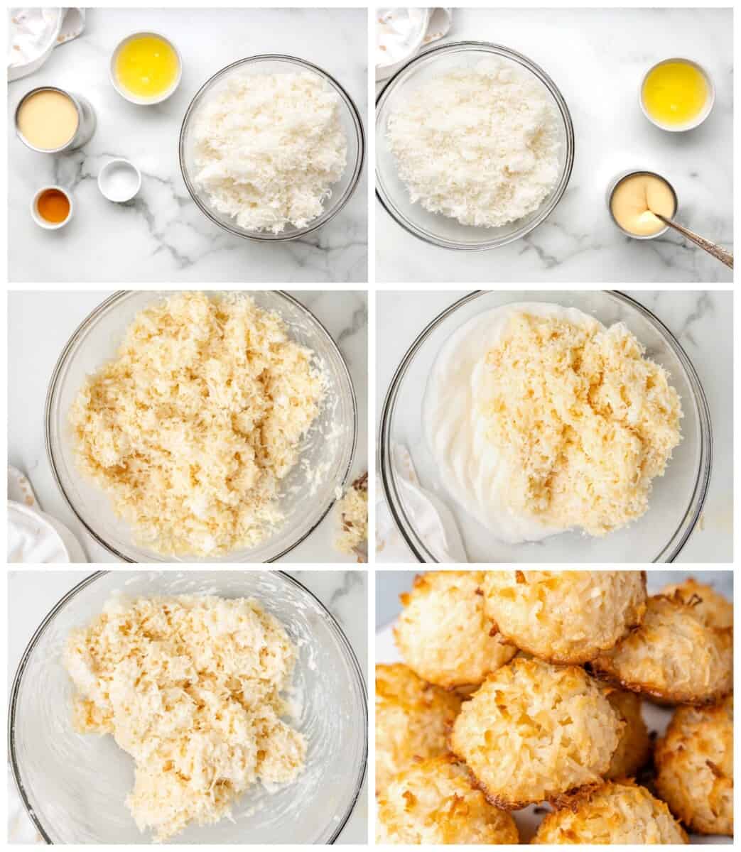 step by step photos for how to make coconut macaroons.