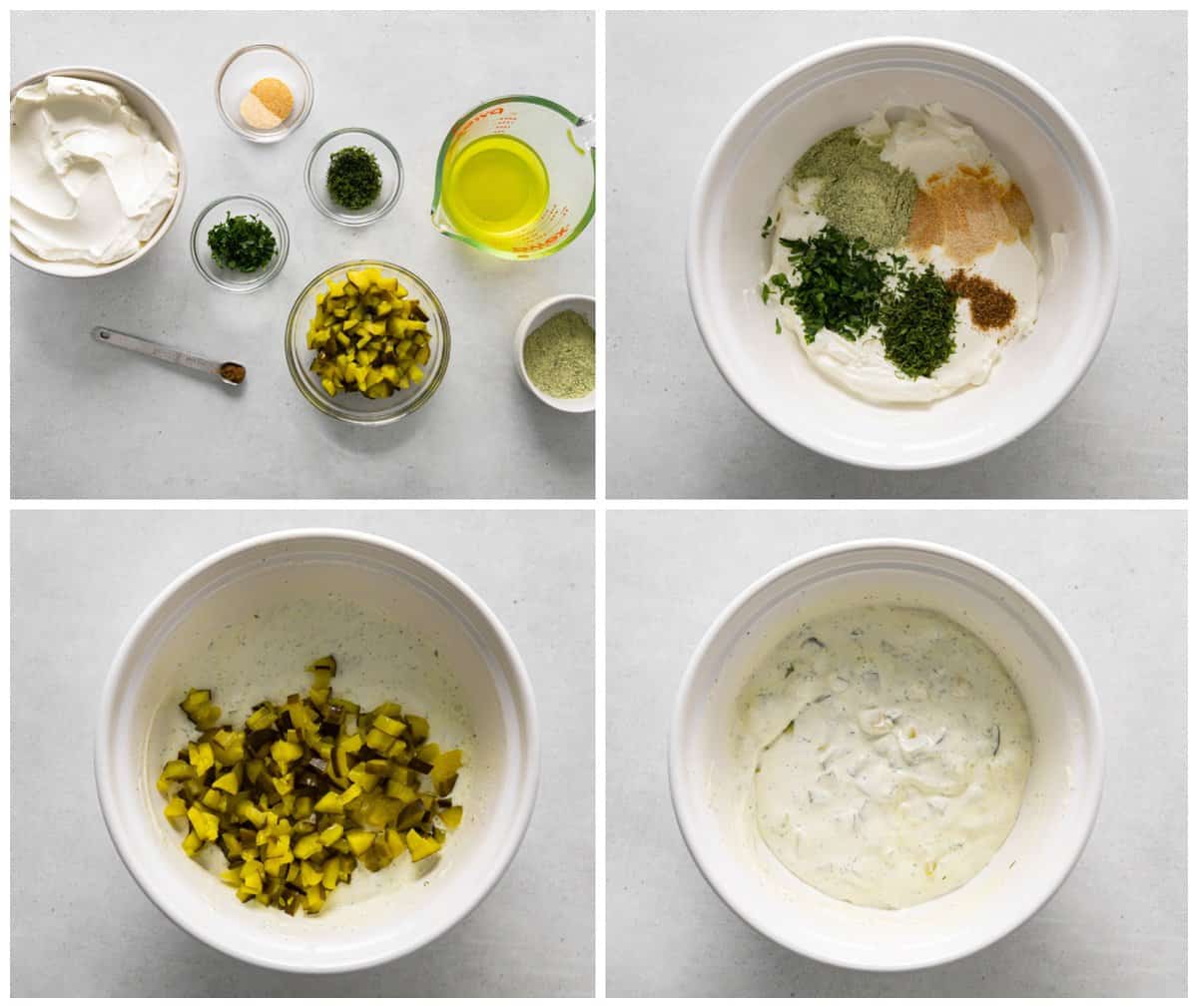 how to make ranch dill pickle dip step by step photo instructions