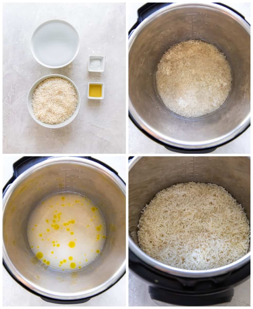 step by step photos for how to make instant pot basmati rice.