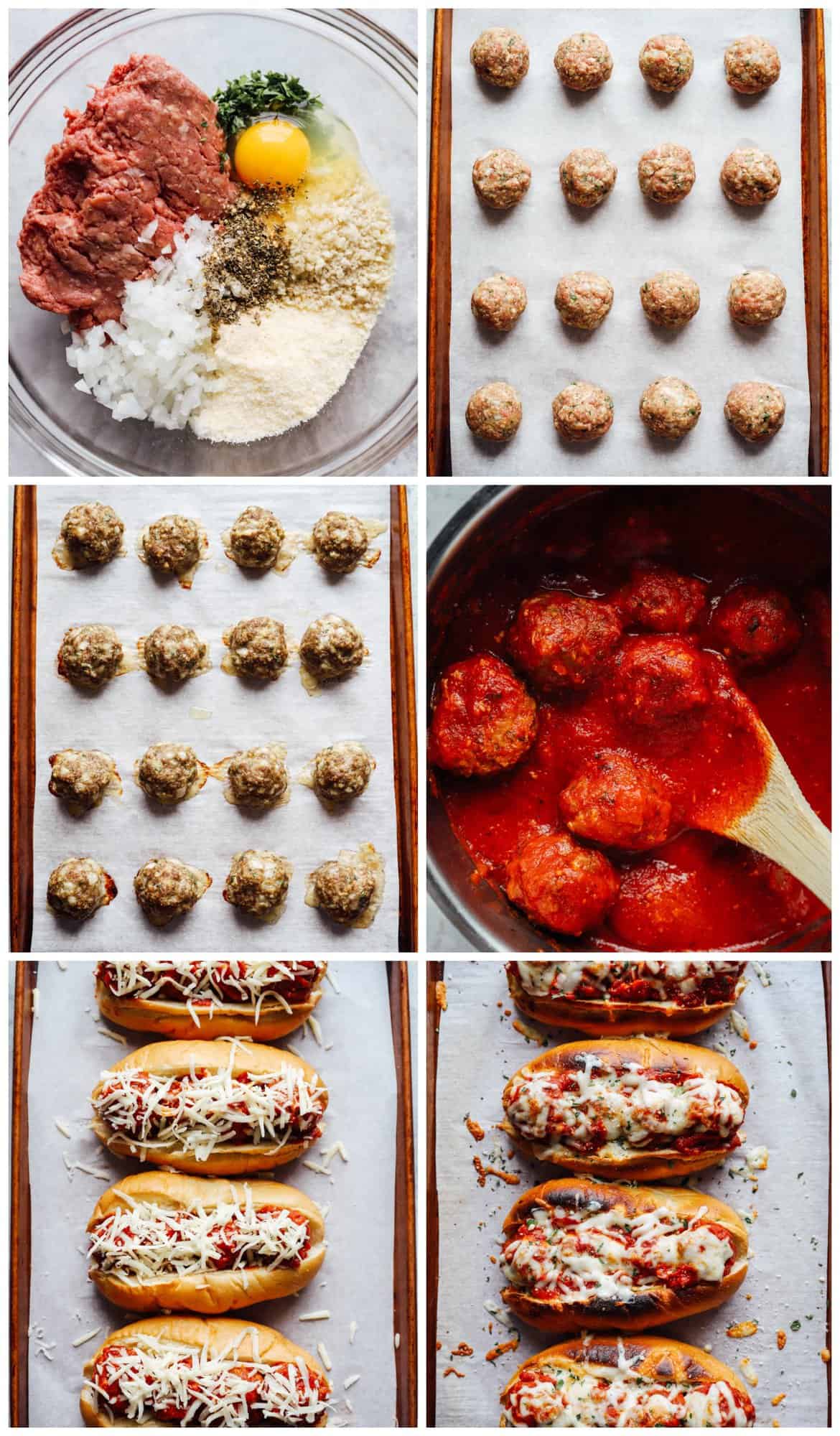 step by step photos for how to make meatball subs.